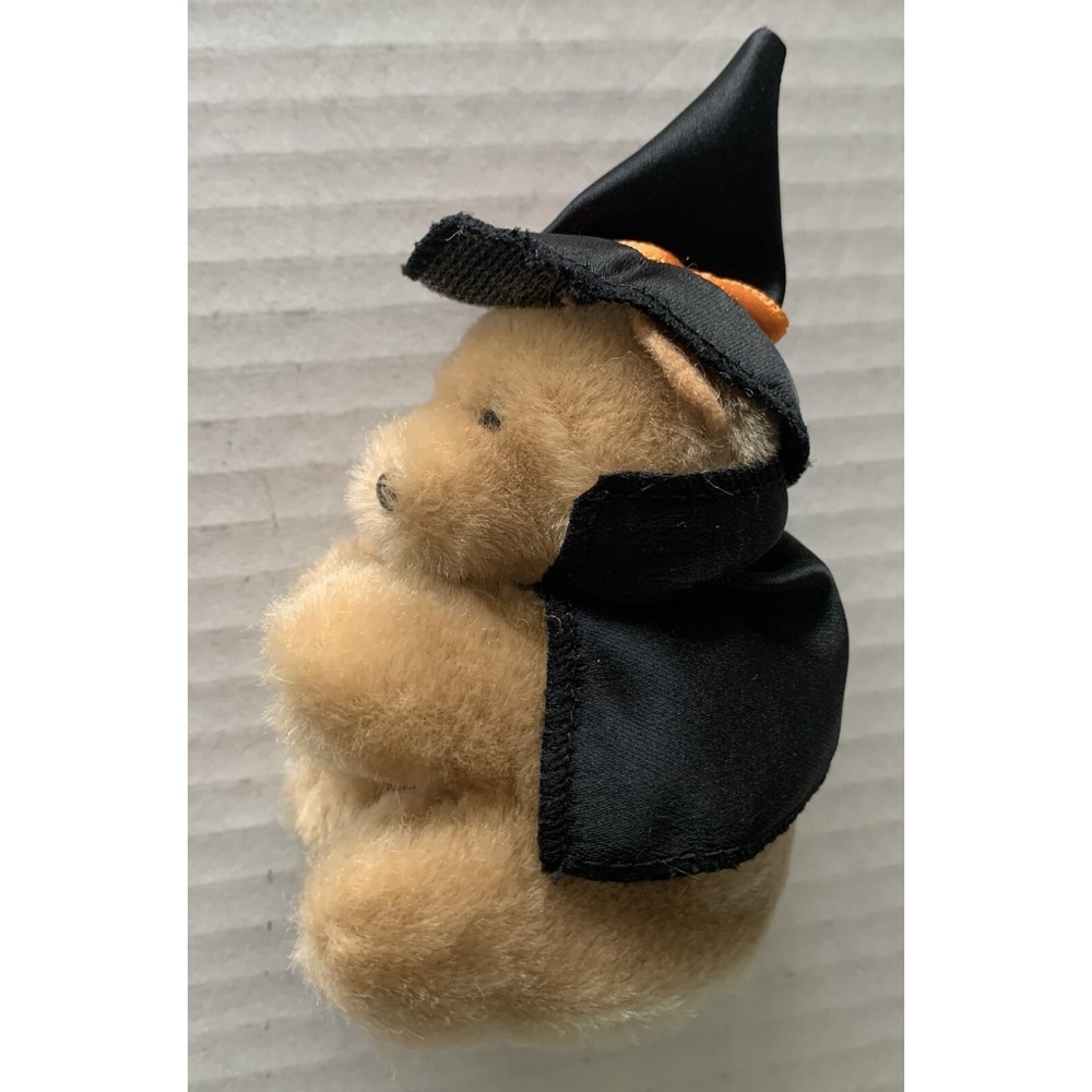 Vtg Dakin Halloween Witch Bear Clip On Plush Hugger Korea 4" Cape Hat 1986